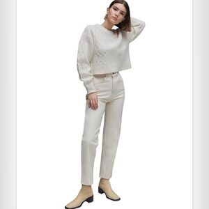 Everlane The Original Cheeky Cotton Jean Size 25  Cropped Ecru Off White